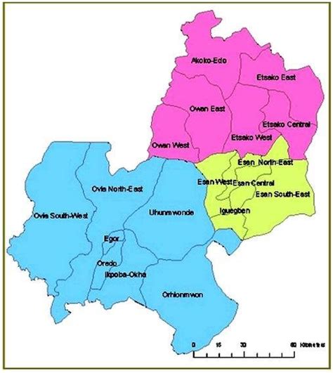 Map of Edo State showing the 18 Local Government Areas... | Download ...