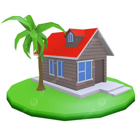 3d House Near The Beach, 3d House, Beach, 3d Coconut PNG Transparent Clipart Image and PSD File ...