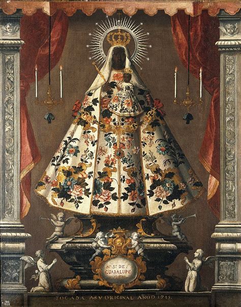 Nuestra Señora de Guadalupe An 18th century Mexican painting of the miraculous statue of Our ...