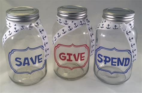 Savings Jars Spend Save Give Saving System Set Perfect for