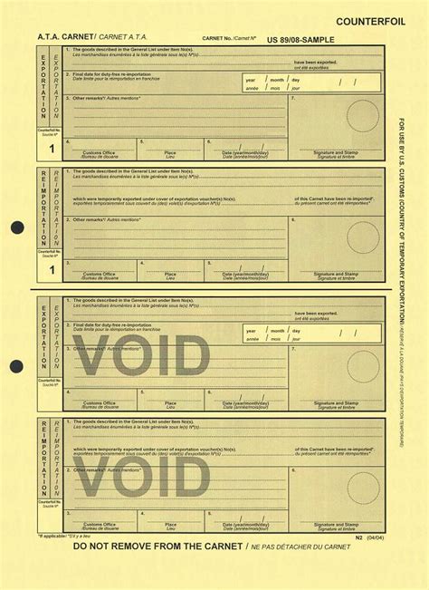 What Does a Carnet Document Look Like? Examples of a Carnet Document | ATA Carnet