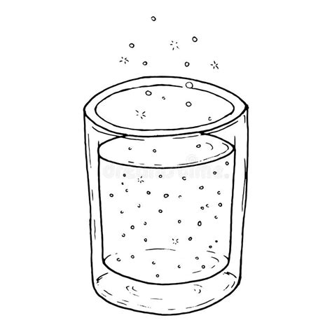 Glass with Water Sketch Drawing. Vector Illustration Stock Vector - Illustration of fresh ...