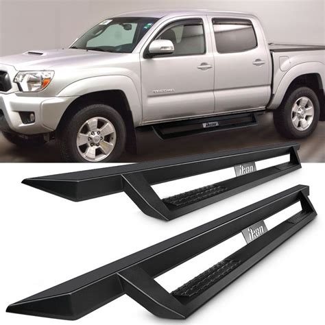 2007-2018 Toyota Tacoma Double Cab Ikon V1 Style Steel Running Boards Black Side Step Nerf Bars ...