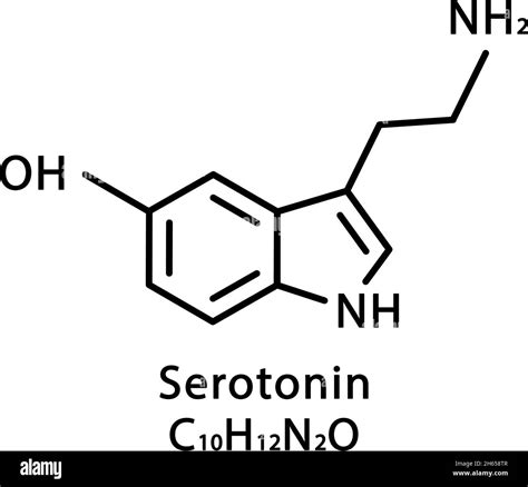 Serotonin molecular structure. Serotonin skeletal chemical formula. Chemical molecular formula ...