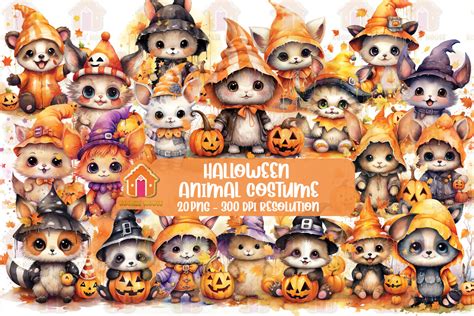 Halloween Animal Costume Clipart PNG Graphic by Kookie House · Creative Fabrica