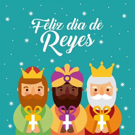 Feliz dia de los reyes tres reyes magos traen regalos a jesus Vector ...