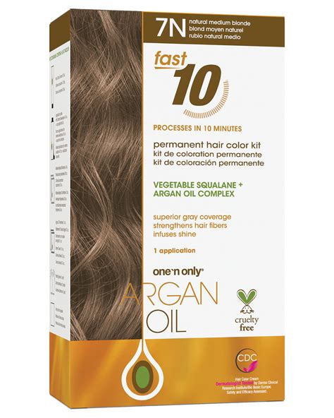 Argan Oil Fast 10 Permanent Hair Color Kit 7N Natural Medium Blonde ...