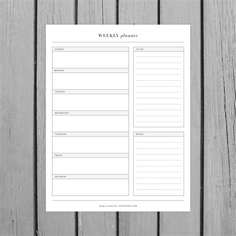 Minimalist Weekly Planner Printable