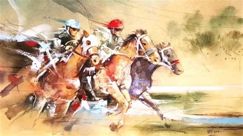 Horse Racing - Watercolour Painting - YouTube