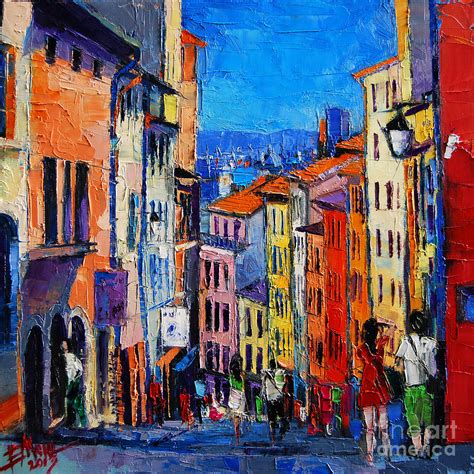 Lyon Colorful Cityscape Painting by Mona Edulesco