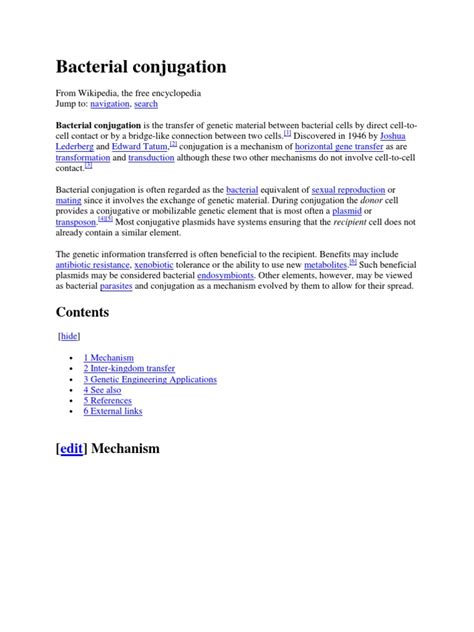 Bacterial Conjugation | PDF | Clinical Pathology | Biology