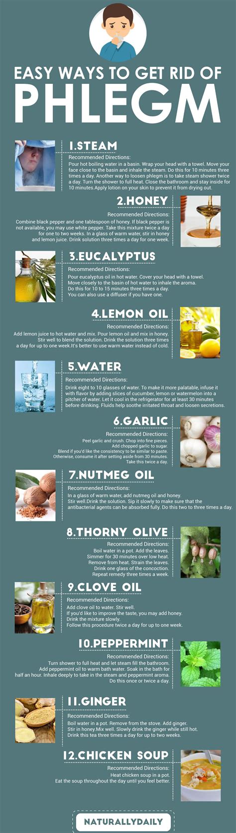 12 Easy Ways to Get Rid of Phlegm - NaturallyDaily | Getting rid of phlegm, Health, Remedies