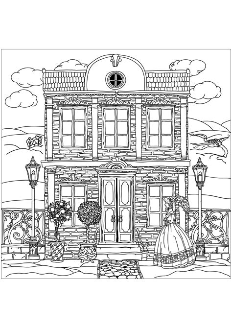 Victorian Homes Coloring Pages For Adults Victorian House Coloring ...