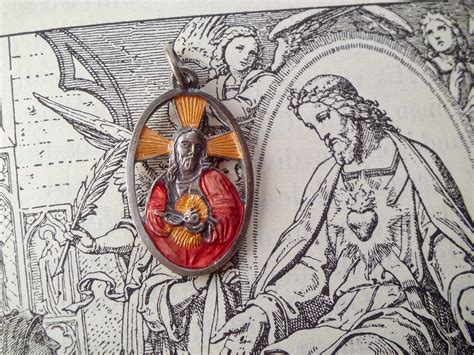 Vintage Religious Medals: Vintage Red Enamel Sacred Heart Scapular ...