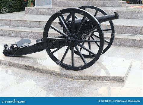 Wooden Cannons, Antique Guns, Collection of World War 2 Outdoor in Thailand. Stock Photo - Image ...