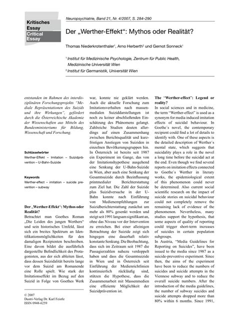 (PDF) The "Werther-effect": Legend or reality?