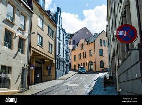 Art Nouveau architecture. Cityscape. Alesund (Šlesund), Norway, Europe ...