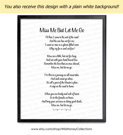 Miss Me but Let Me Go Funeral Poem Lost Loved One Poem in - Etsy Australia