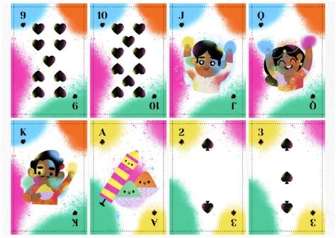 Holi Festival Themed Printable Deck of Playing Cards