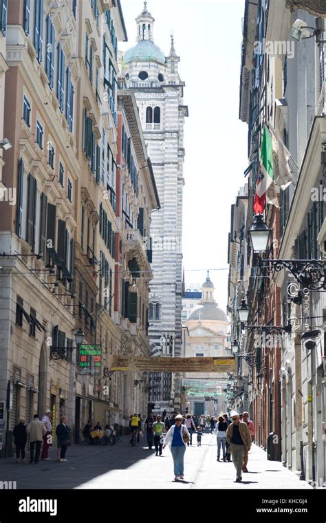 Italy, Genoa, View along Via San Lorenzo towards St Lorenzo church Stock Photo - Alamy