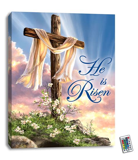 Glow Decor He Is Risen 18x24 Fully Illuminated ColorChange LED Print ...