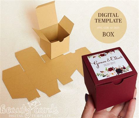 Gift Box Template DIY SVG, Square Box, Wedding Favor Box, Party Favor ...