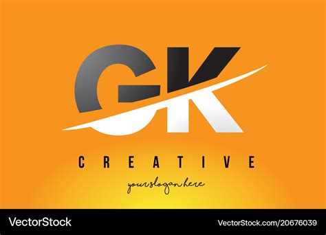 Gk g k letter modern logo design with yellow Vector Image