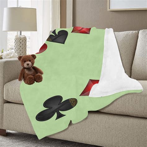 Las Vegas Playing Card Shapes - Green Ultra-Soft Micro Fleece Blanket 60"x80" (Thick) | ID: D6080451