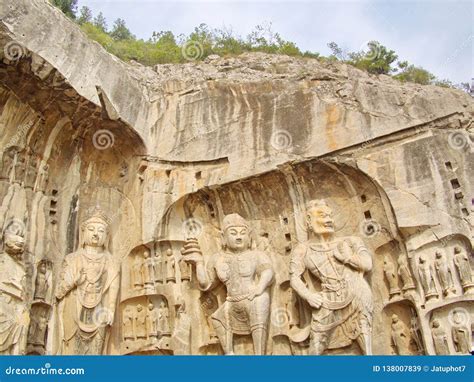 Luoyang Longmen Grottoes. Broken Buddha and the Stone Caves and ...