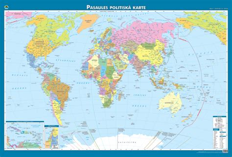 Maps - Wall maps - Pasaules politiskā karte (divpusēja)