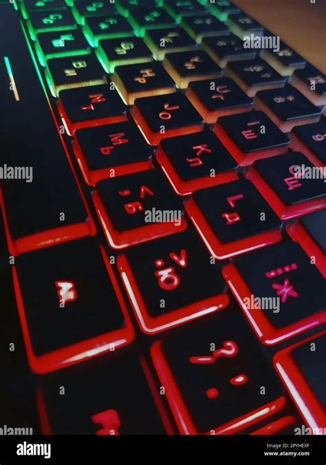 Bright backlit computer keyboard close-up Stock Photo - Alamy