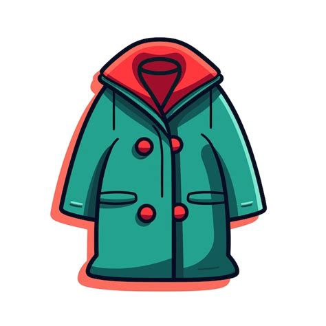 Premium Vector | A drawing of a green coat with a red collar and a red ...