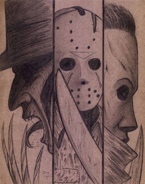 Freddy ,Jason,and Michael on Cardboard by DougSQ on DeviantArt