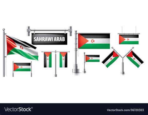 Set national flag sahrawi Royalty Free Vector Image