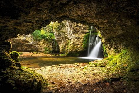 Mossy Rock Cavern Waterfall, Waterfalls, Caves, Natire, Moss, Rocks, HD wallpaper | Peakpx