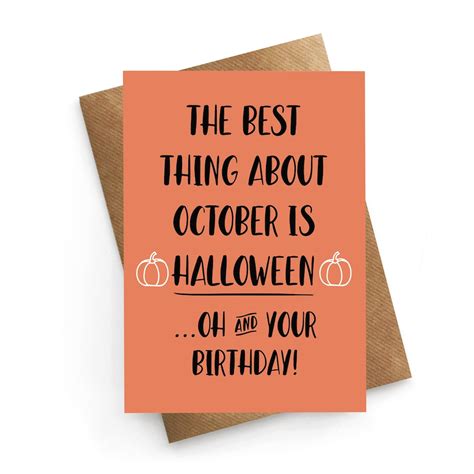 Funny Birthday Card, October Birthday Card, Halloween Birthday Card, Birthday Card Friend - Etsy