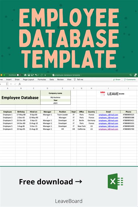 Free Excel Database Template