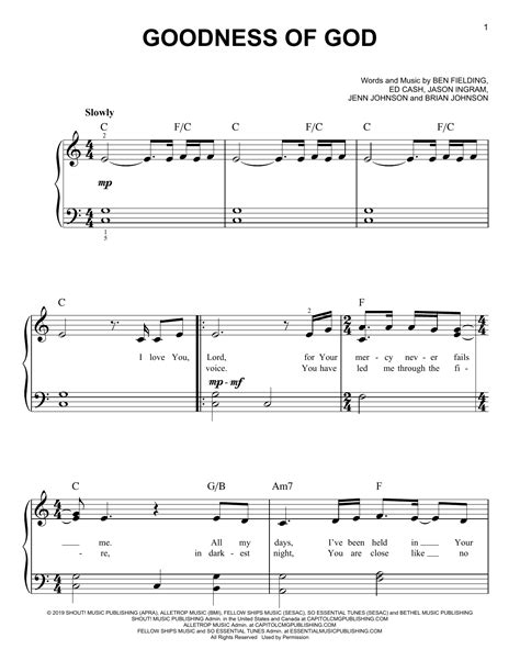 Goodness of God Sheet Music by CeCe Winans for Piano/Keyboard | Noteflight