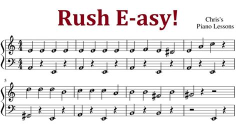 Rush E - Very Simplified - Easy Piano Sheet Music With Note Letters - Slow Version - YouTube