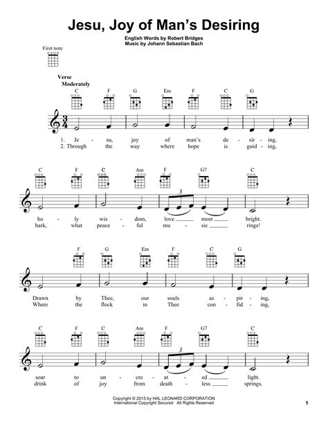 Jesu, Joy Of Man's Desiring sheet music by J.S. Bach (Ukulele – 81120)