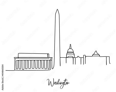 Washington dc of the USA skyline - continuous one line drawing Stock ...