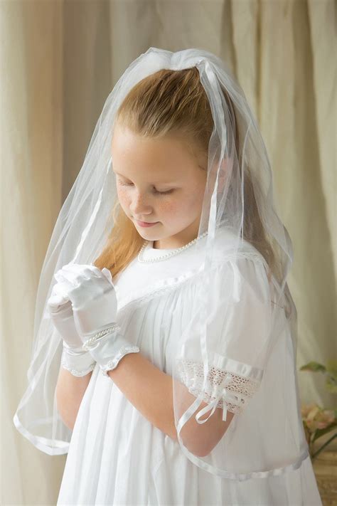 Communion Veil Ribbon Edge - Strasburg Children | Communion veils, Communion outfit, First ...