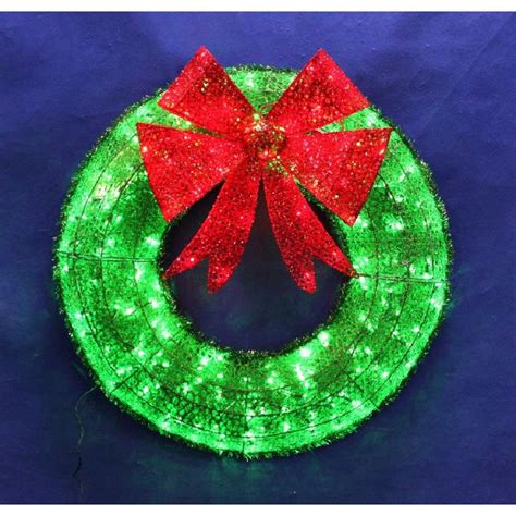 36 in. Christmas Green Tinsel Wreath 140 LED Twinkling Lights Indoor/Outdoor 642893009427 | eBay