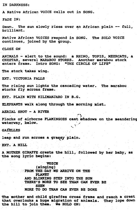 Page One: ‘The Lion King’ (1994). Screenplay by Irene Mecchi and Jonathan… | by Scott Myers | Go ...