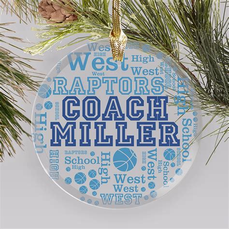 Personalized Sports Coach Word-Art Glass Ornament | GiftsForYouNow