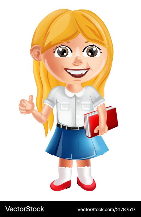 Happy school little girl cartoon character Vector Image