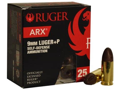 Ruger Self Defense Ammo 9mm Luger +P 65 Grain Frangible PolyCase ARX