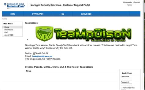 Time Warner Cable’ Business Class Customer Support portal Hacked