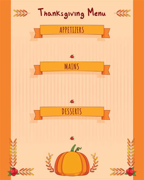 Thanksgiving Menu - 11 Free PDF Printables | Printablee