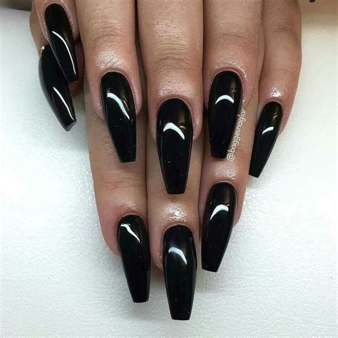 36 Classy Black Nail Designs Meetflyer.com | Long acrylic nails, Prom nails, Black nail designs